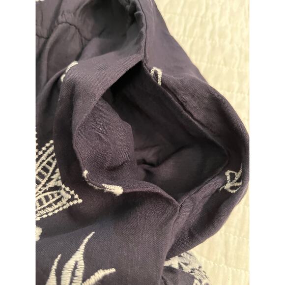 NWT FARM RIO X ANTHROPOLOGIE Jackie Embroidered Romper shorts Sz Xs Navy/White - Picture 7 of 11